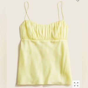 J. Crew Silk Camisole Yellow Gathered Spaghetti Strap Tank Top NEW Size 8